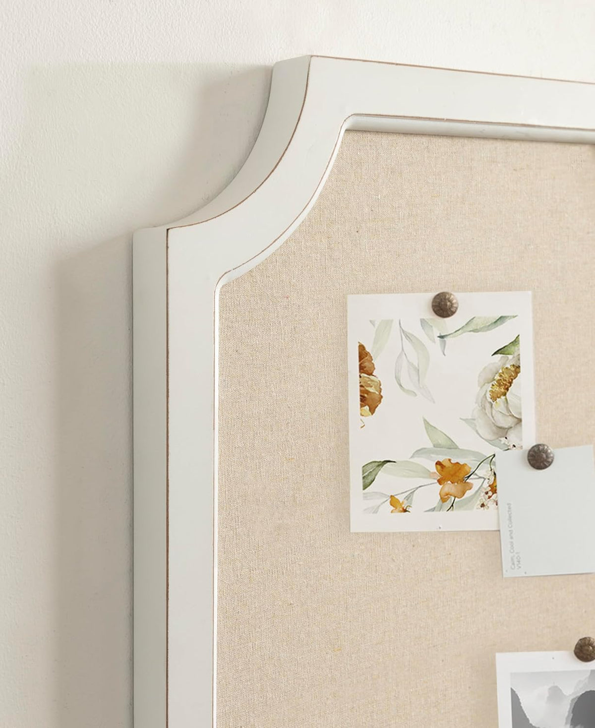 Hogan Framed Scalloped Decorative Wall Pinboard; White; 18 x 30; Rustic Modern Farmhouse Bulletin Board for Wall Organization and Decorative Displays