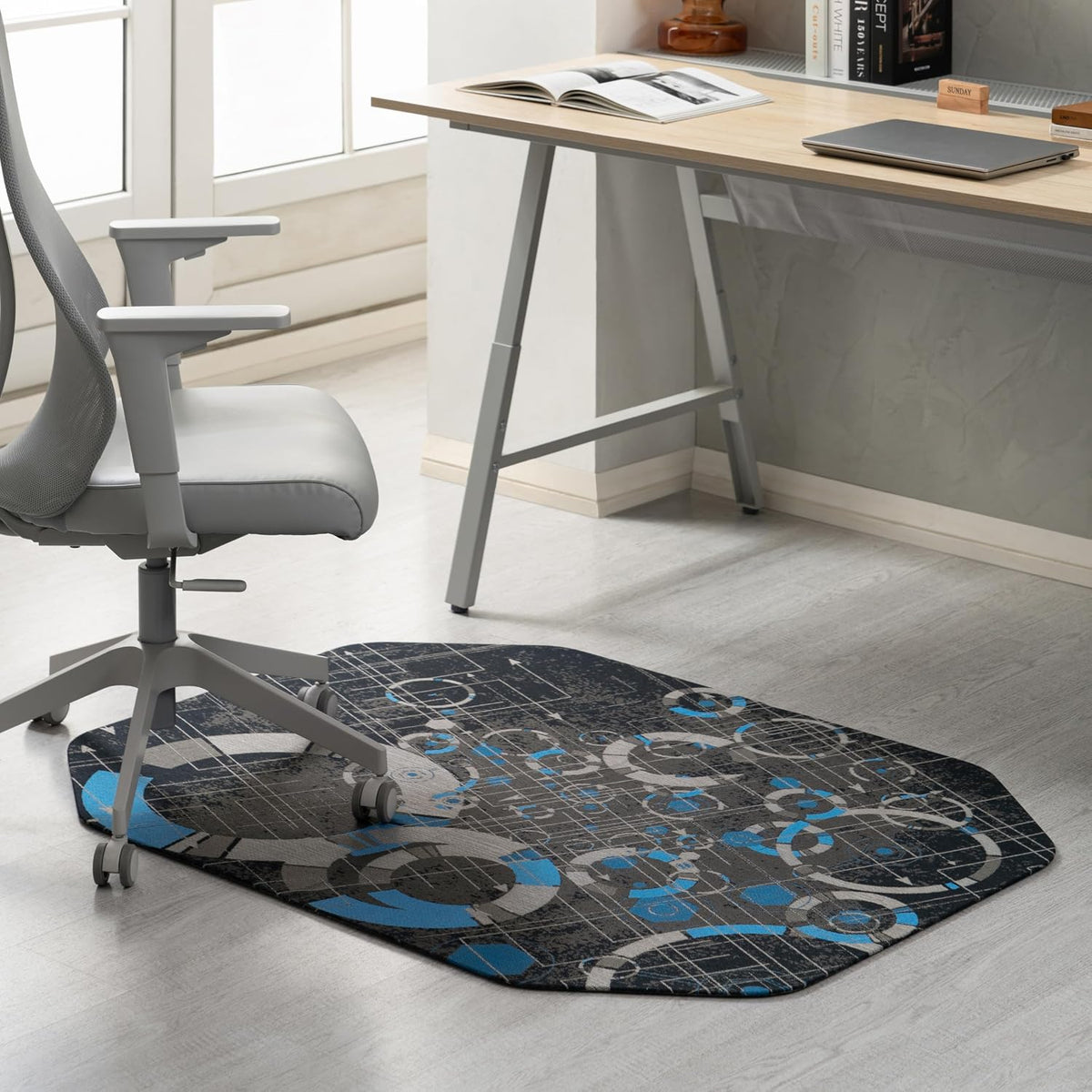 Anji Mountain Office Chair Mat for All Surfaces- Anti-Slip, Easy Rolling Office Desk Chairmat, Premium Hard Floor Protection Chairmat, Exclusively Designed for Home Offices, Refracted Blue (36x48)
