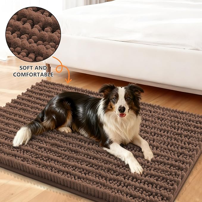 Smiry Dog Door Mat for Muddy Paws 24x16, Absorbent Dirt Trapper, Non-Slip