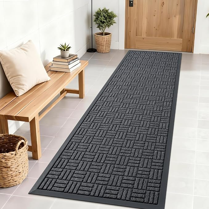 OLANLY Front Door Mat Outside Entrance 71x23, Heavy Duty Sturdy Natural Rubber