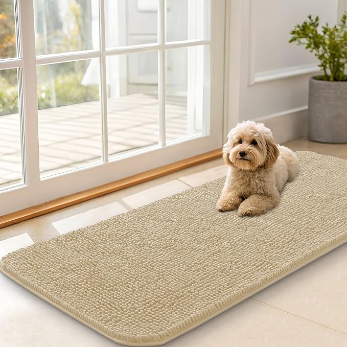 OLANLY Dog Door Mat for Muddy Paws 47x20, Absorbs Moisture and Dirt, Absorbent