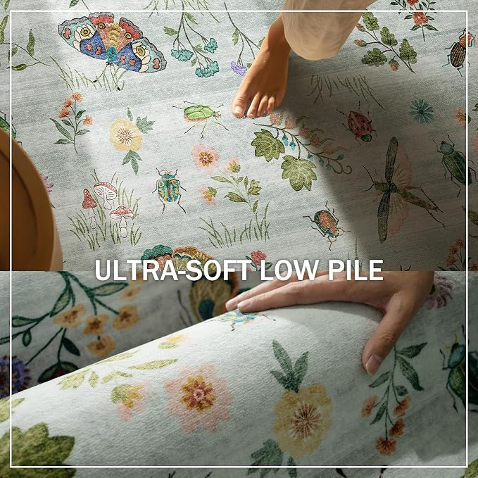 Machine Washable Rugs for Living Room: 6x9 Area Rugs Stain Resistant Non Slip