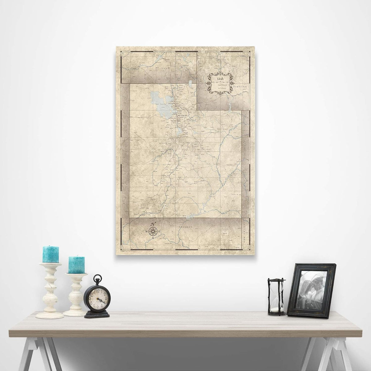 Conquest Maps Push Pin Utah Map Board - With Push Pins to Mark Utah Travels - Handmade in Ohio, USA - Design: Rustic Vintage