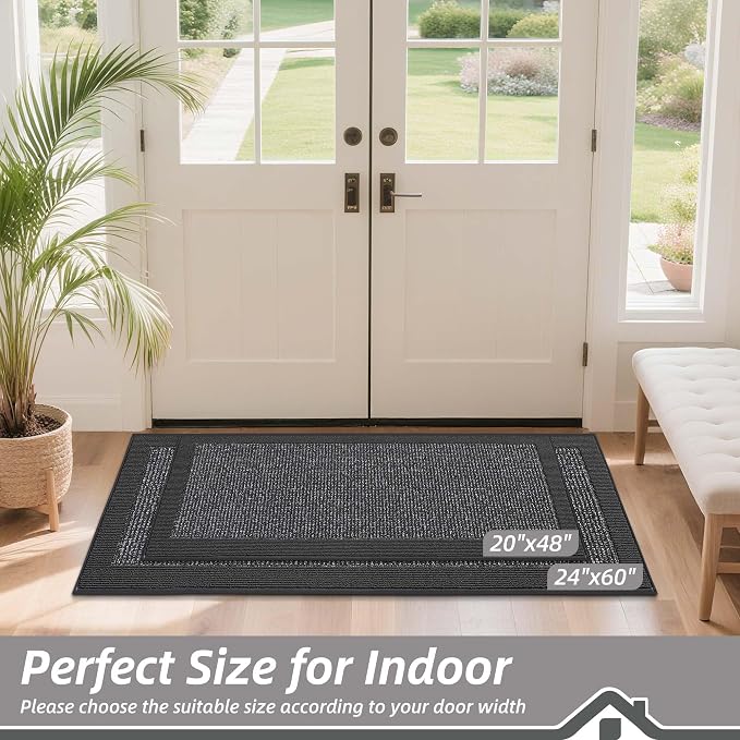 BEQHAUSE Indoor Door Mat 20" x 48", Dirt Trapper Door Mats Non-Slip Entryway