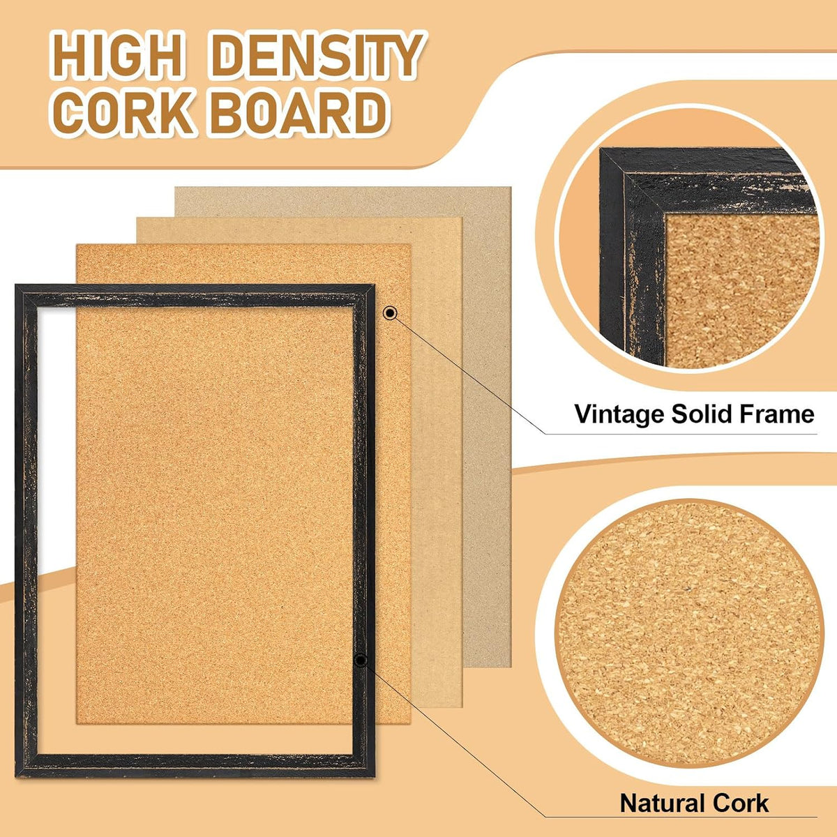 DOLLAR BOSS Cork Board, 36" X 24" Rustic Framed Bulletin Board, Black