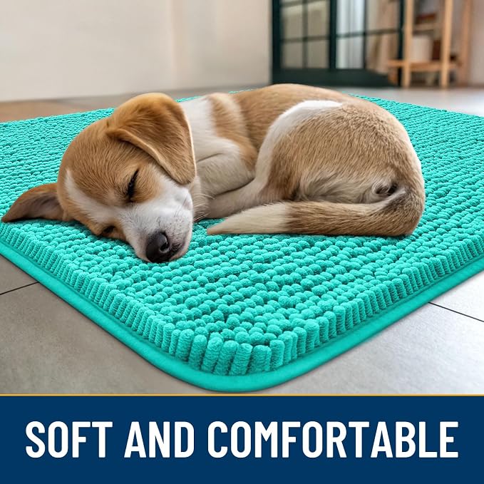 Smiry Dog Door Mat for Muddy Paws 36x24, Absorbent Dirt Trapper, Non-Slip