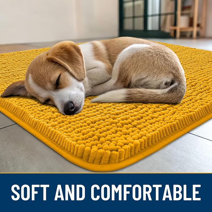 Smiry Dog Door Mat for Muddy Paws 30x17, Absorbent Dirt Trapper, Non-Slip