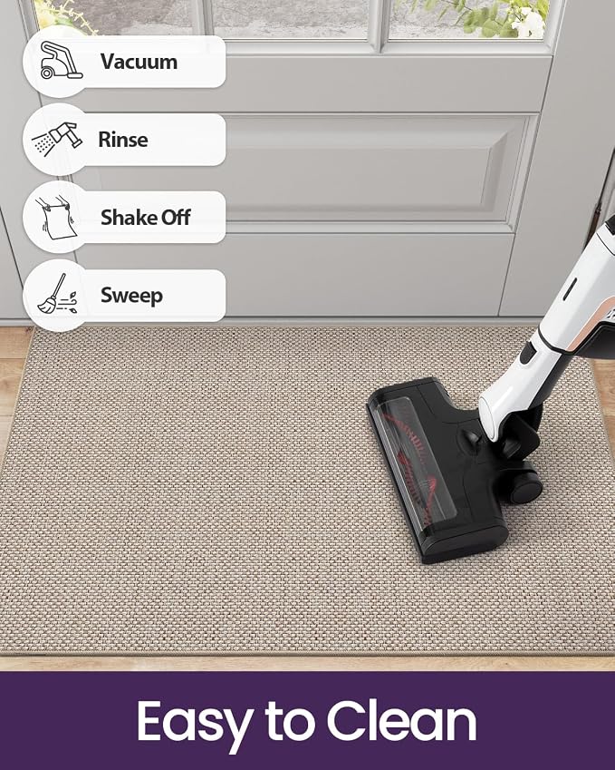 DEXI Ultra Thin Door Mat Indoor Entrance 32x48, Non Slip Rubber Backed Entryway
