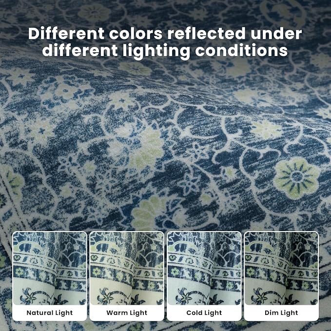 Washable Rugs 8x10 Area Rugs for Living Room, Dining Room- Soft Low Pile Stain