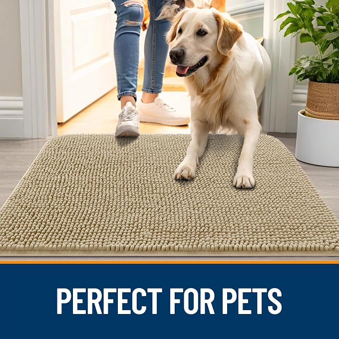 OLANLY Dog Door Mat for Muddy Paws 59x35, Absorbs Moisture and Dirt, Absorbent