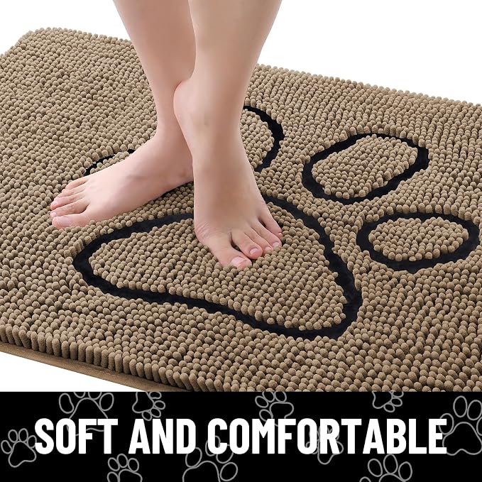 Smiry Dog Door Mat for Muddy Paws, Absorbent Dirt Trapper Non Slip Quick Dry