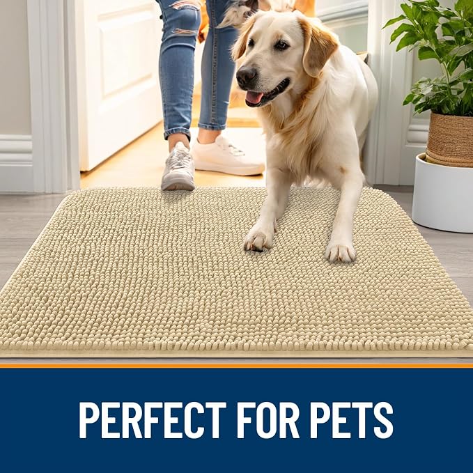 OLANLY Dog Door Mat for Muddy Paws 24x16, Absorbs Moisture and Dirt, Absorbent