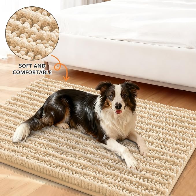 Smiry Dog Door Mat for Muddy Paws 47x24, Absorbent Dirt Trapper, Non-Slip