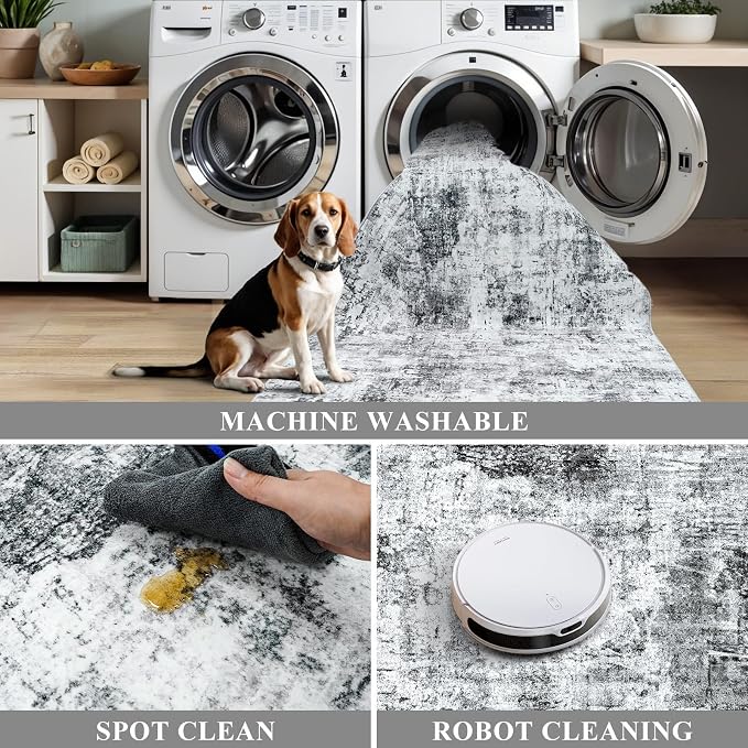 4x8 Washable Area Rug – Non-Slip Rubber Backed Indoor Rug