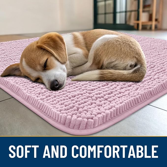 Smiry Dog Door Mat for Muddy Paws 59x35, Absorbent Dirt Trapper, Non-Slip