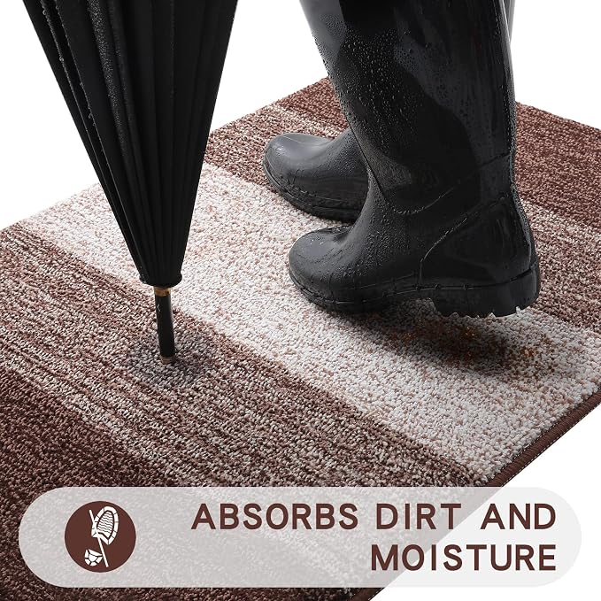 Kitinjoy Indoor Outdoor Door Mat, 59x24 Non-Slip Absorbent Dirt Trapper