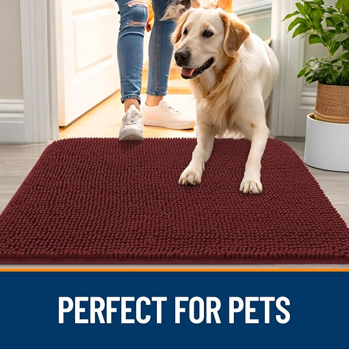 OLANLY Dog Door Mat for Muddy Paws 47x17, Absorbs Moisture and Dirt, Absorbent