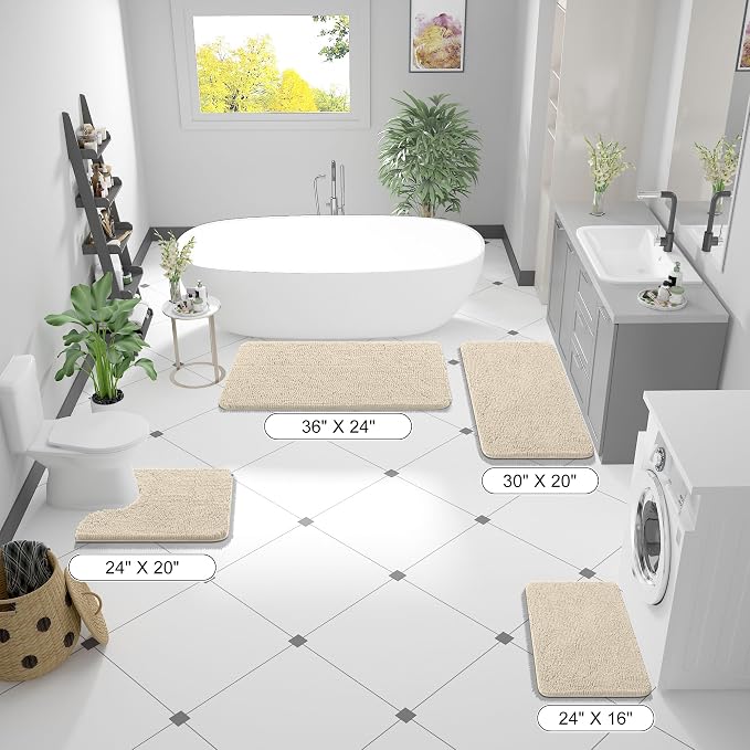 OLANLY Bathroom Rugs 36x24, Extra Soft Absorbent Chenille Bath Rugs, Rubber