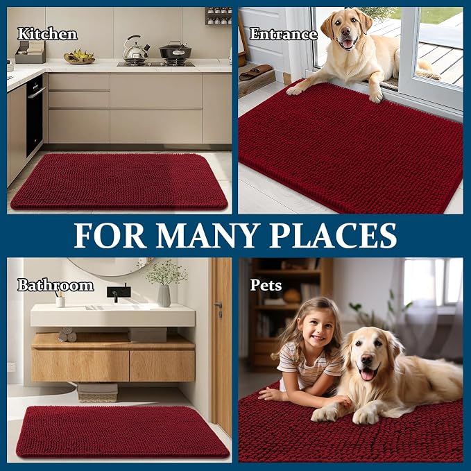 OLANLY Dog Door Mat for Muddy Paws 40x24, Absorbs Moisture and Dirt, Absorbent