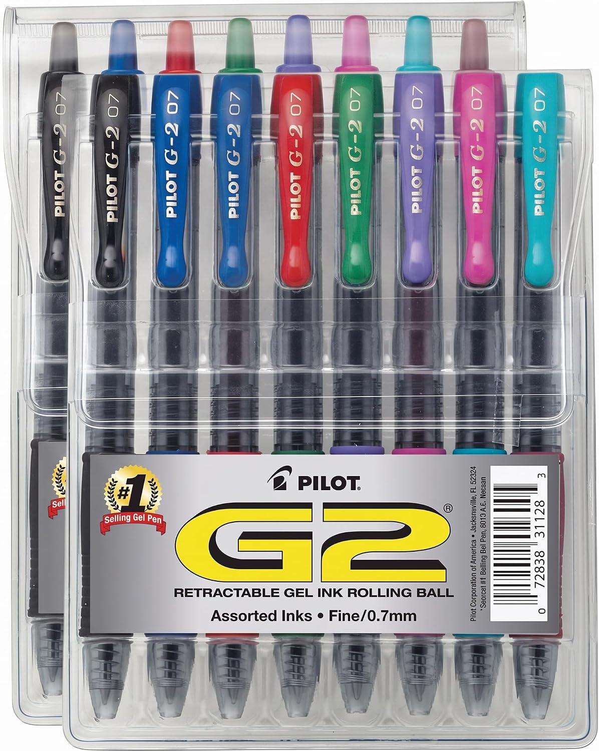 PILOT G2 Premium Gel Pens, Gel Roller Pens, Fine Point 0.7 mm Assorted Colors 8,(Pack of 2)