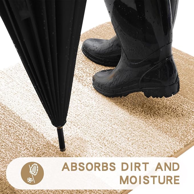 Kitinjoy Indoor Outdoor Door Mat, 59x36 Non-Slip Absorbent Dirt Trapper