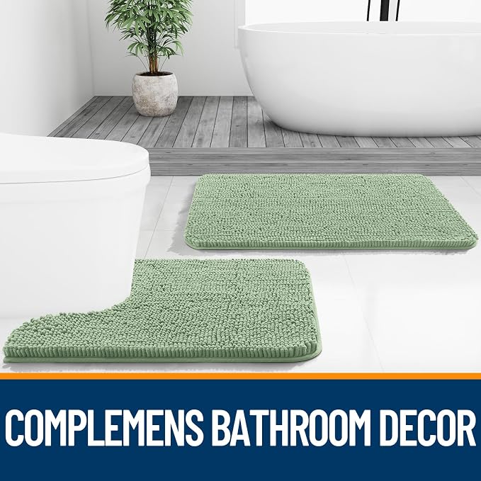 OLANLY Small Bathroom Rugs 24x16, Extra Soft Absorbent Chenille Bath Rugs