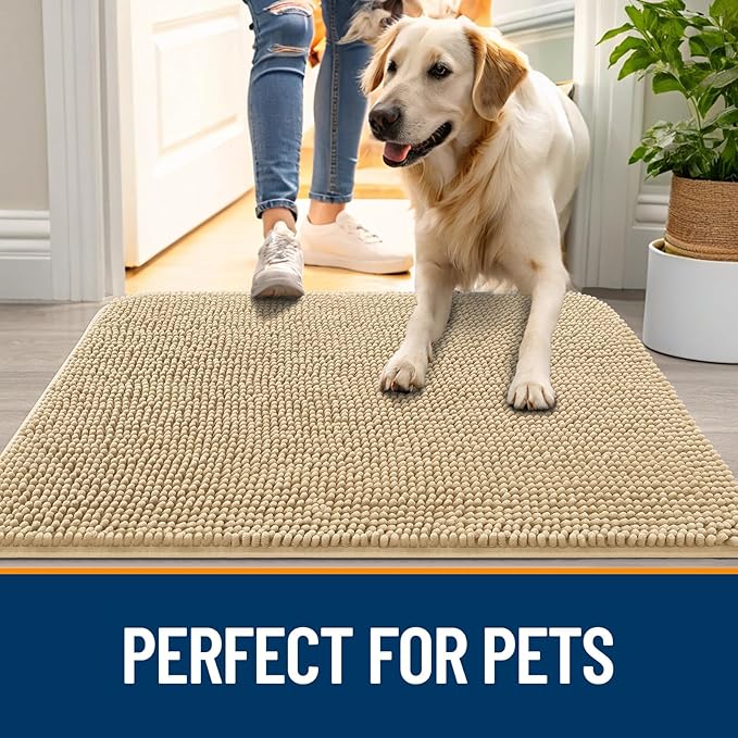 OLANLY Dog Door Mat for Muddy Paws 40x24, Absorbs Moisture and Dirt, Absorbent