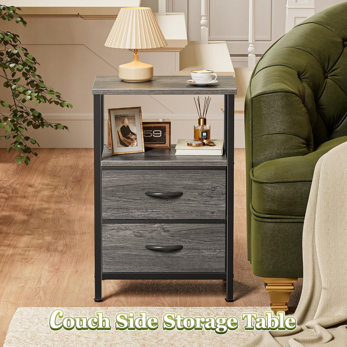 Huuger Night Stand Set of 2, Nightstand with 2 Drawers, Bedside Table