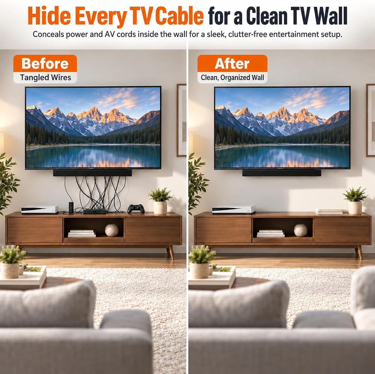 in Wall Cable Management Kit, Recessed Cable Hider for Wall Mounted TV