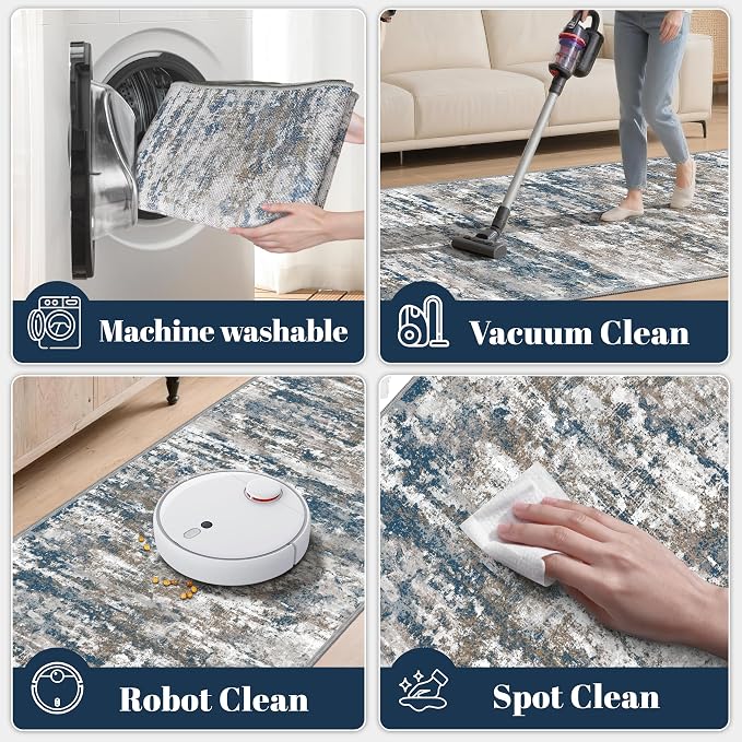 3x5 Area Rug Washable Entryway Rug Non Slip Abstract Tear and Stain Resistance