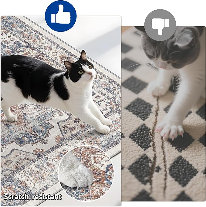 4 Pieces Kitchen Rug Set: Washable Water Resisitant Carpet