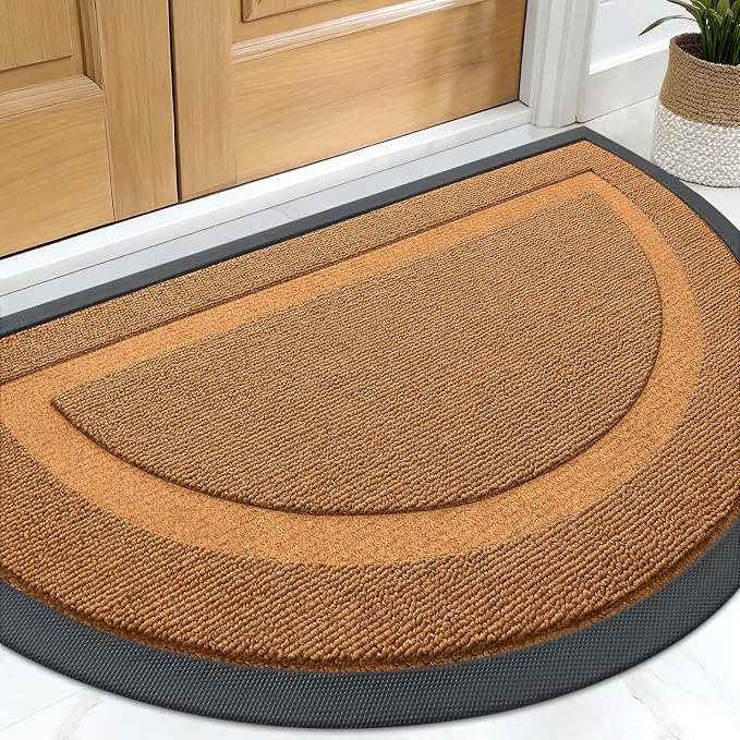 OLANLY Half Circle Door Mat Indoor Outdoor Entrance Welcome, Waterproof