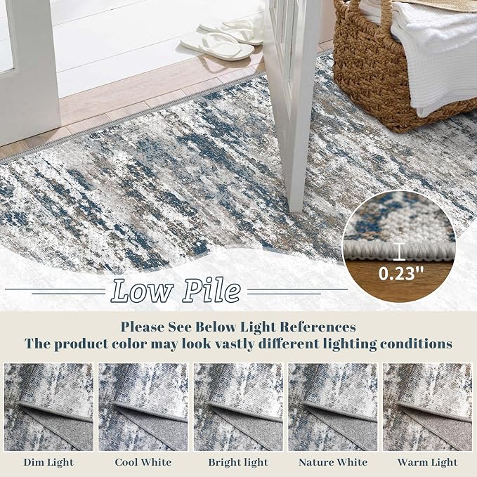 3x5 Area Rug Washable Entryway Rug Non Slip Abstract Tear and Stain Resistance