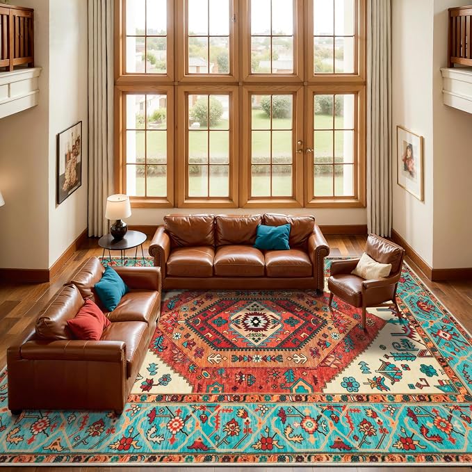 SERISSA 10x14 Area Rugs for Living Room, Large Washable Non-Slip Boho Rug