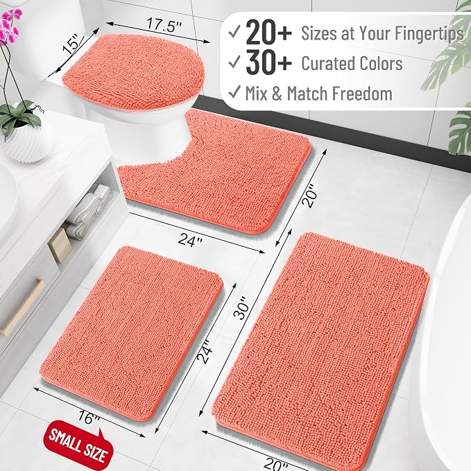 OLANLY Large Bathroom Rugs 50x30, Extra Soft Absorbent Chenille Bath Rugs
