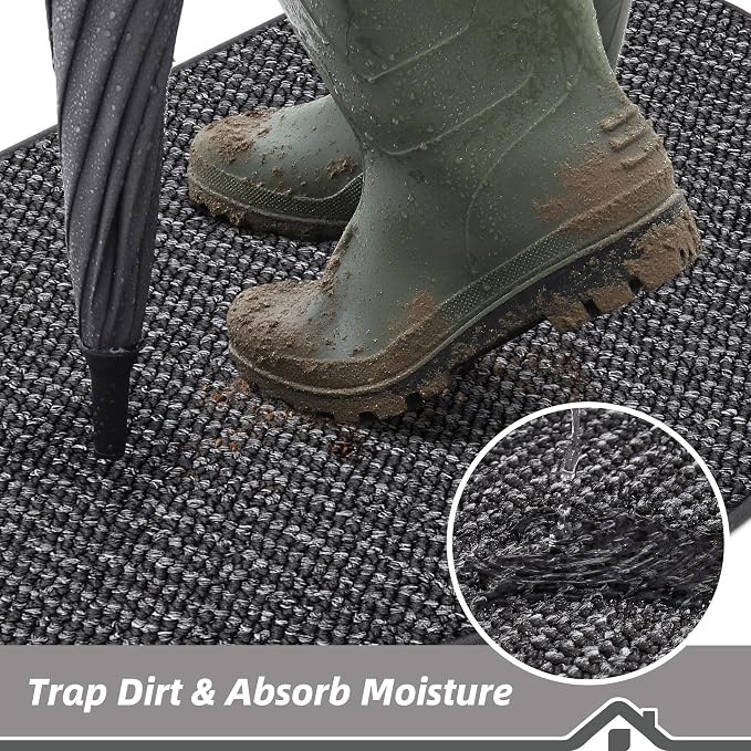 BEQHAUSE Dirt Trapper Door Mat 17" x 30" Half Circle Non-Slip Washable Doormats