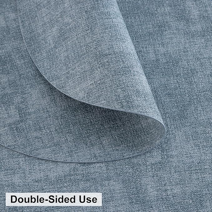Round Faux Leather Placemat and Coaster 8 Packs, Washable Heat Resistant Dining