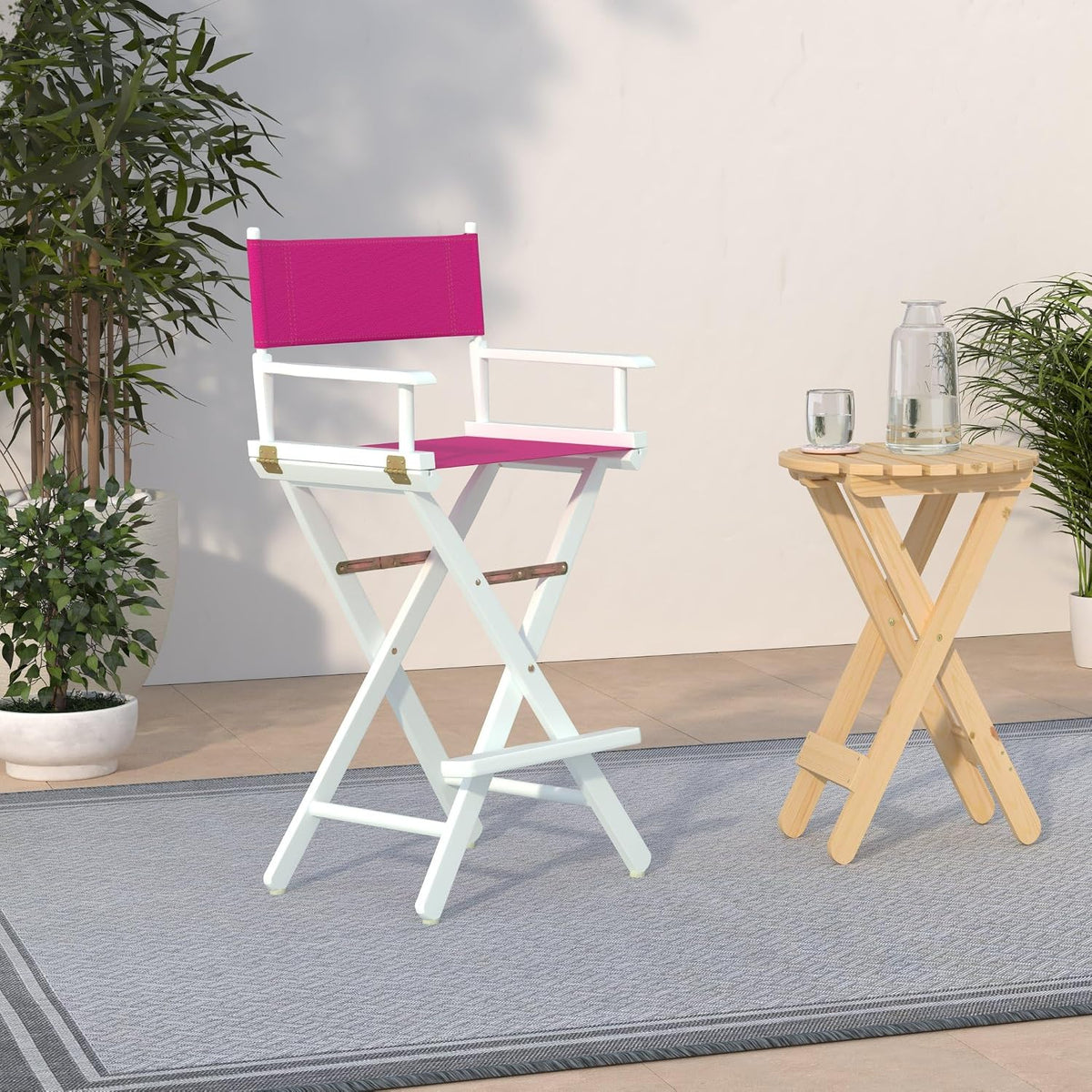 Casual Home 230-01/021-30 Director Chair, 30" - Bar Height, WhiteFrame/Magenta Canvas