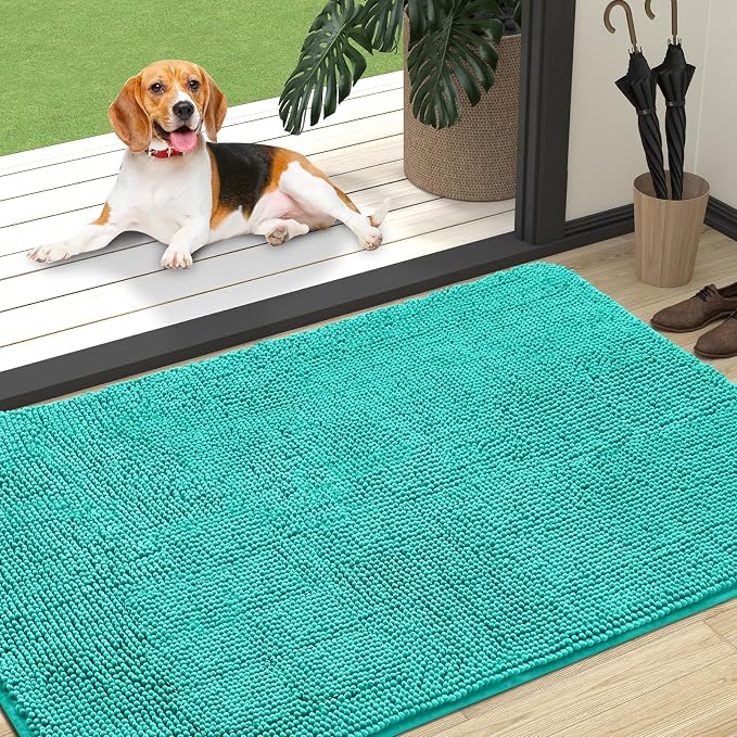 OLANLY Dog Door Mat for Muddy Paws 47x32, Absorbs Moisture and Dirt, Absorbent