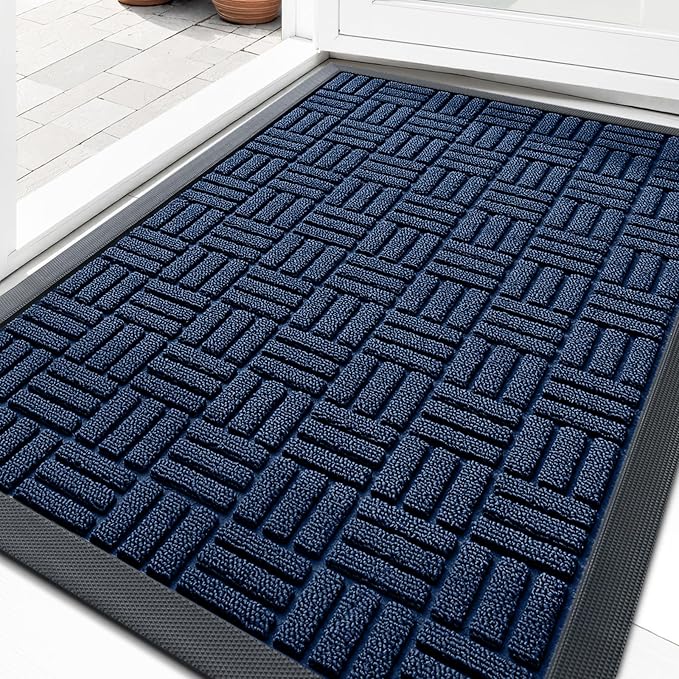 OLANLY Front Door Mat Outside Entrance 33x21, Heavy Duty Sturdy Natural Rubber