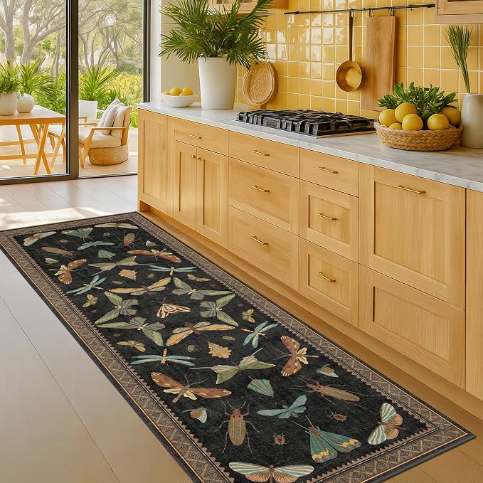 2x6 Black Entryway Runner Rugs Washable Non Slip Runners