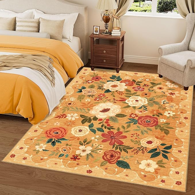 DUKINO 9x12 Area Rug, Floral Rugs