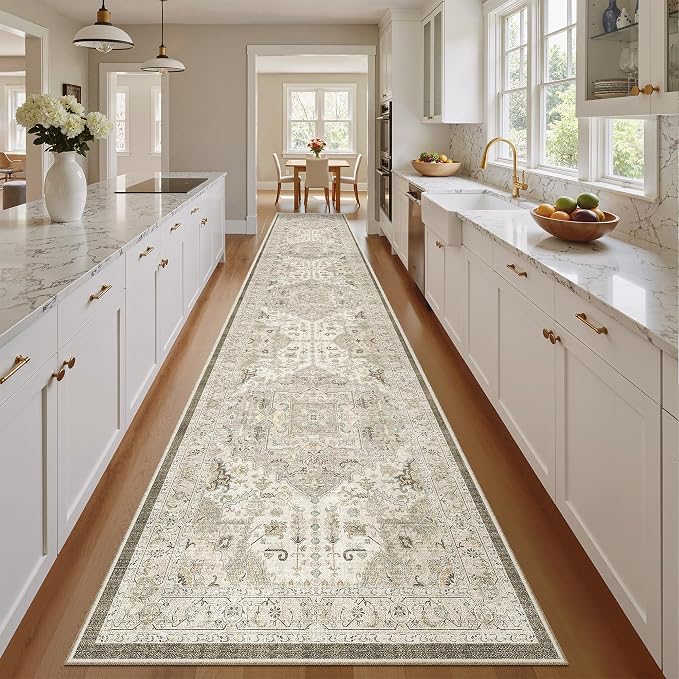Madane Hallway Runner Rug 2'6''x14' Kitchen Runner, Non Slip Vintage Runners