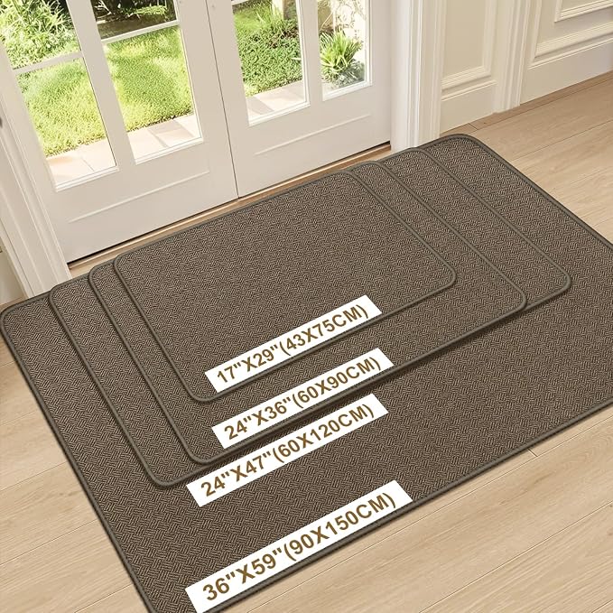 Ultra Thin Door Mat Indoor Entrance 17"x29", Low-Profile Indoor Door Mat