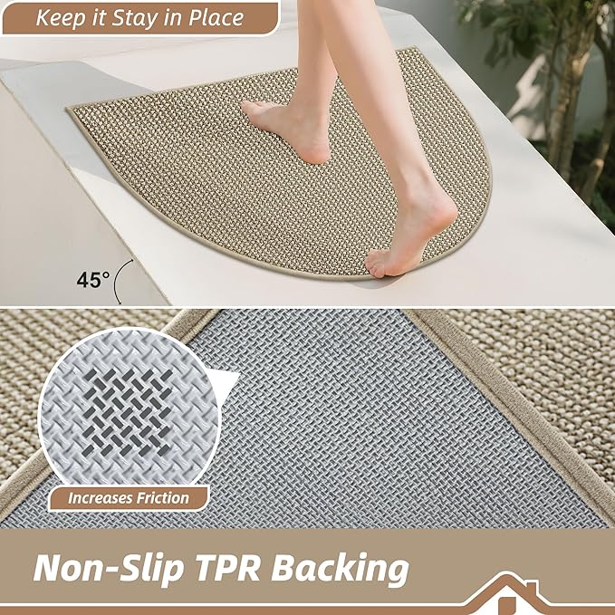 BEQHAUSE Dirt Trapper Door Mat 26" x 40" Half Circle Non-Slip Washable Doormats