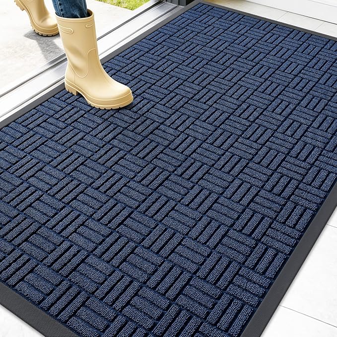 OLANLY Front Door Mat Outside Entrance 47x32, Heavy Duty Sturdy Natural Rubber