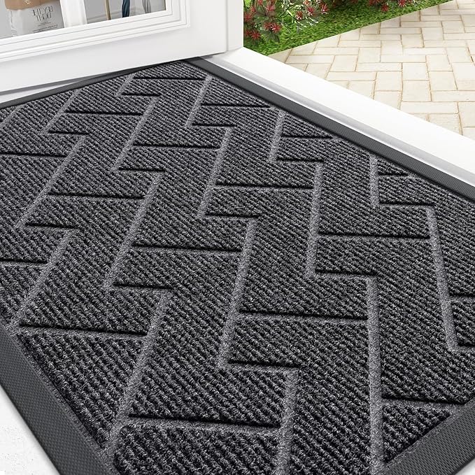 OLANLY Front Door Mat Indoor Outdoor Entrance, Waterproof All-Season,