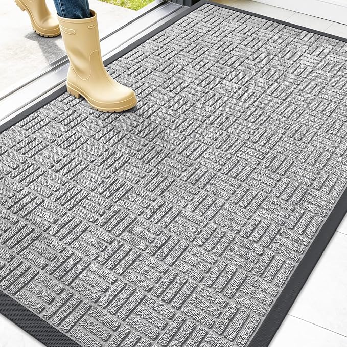 OLANLY Front Door Mat Outside Entrance 47x32, Heavy Duty Sturdy Natural Rubber
