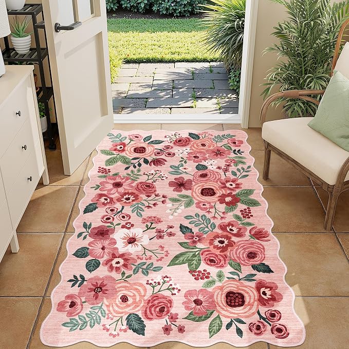DUKINO 3x5 Area Rug, Floral Non-Slip Indoor Washable Rug
