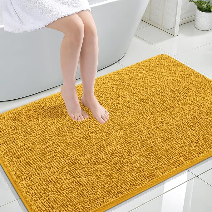 OLANLY Large Bathroom Rugs 44x32, Soft Absorbent Chenille Bath Rugs, Rubber